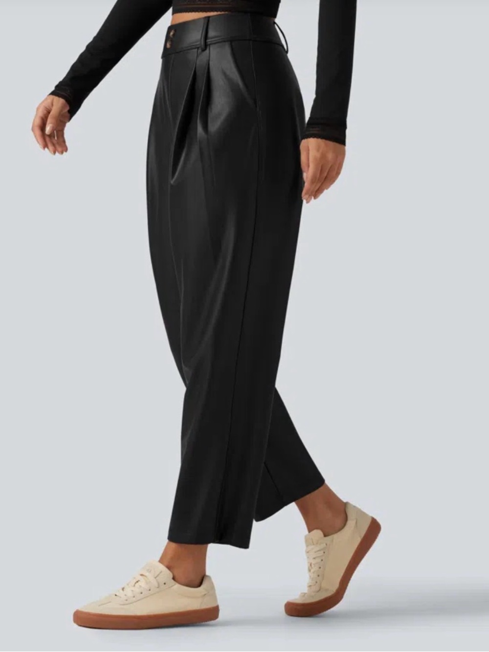 Vintage Danier High Waist Genuine Leather Pants sz L - Black